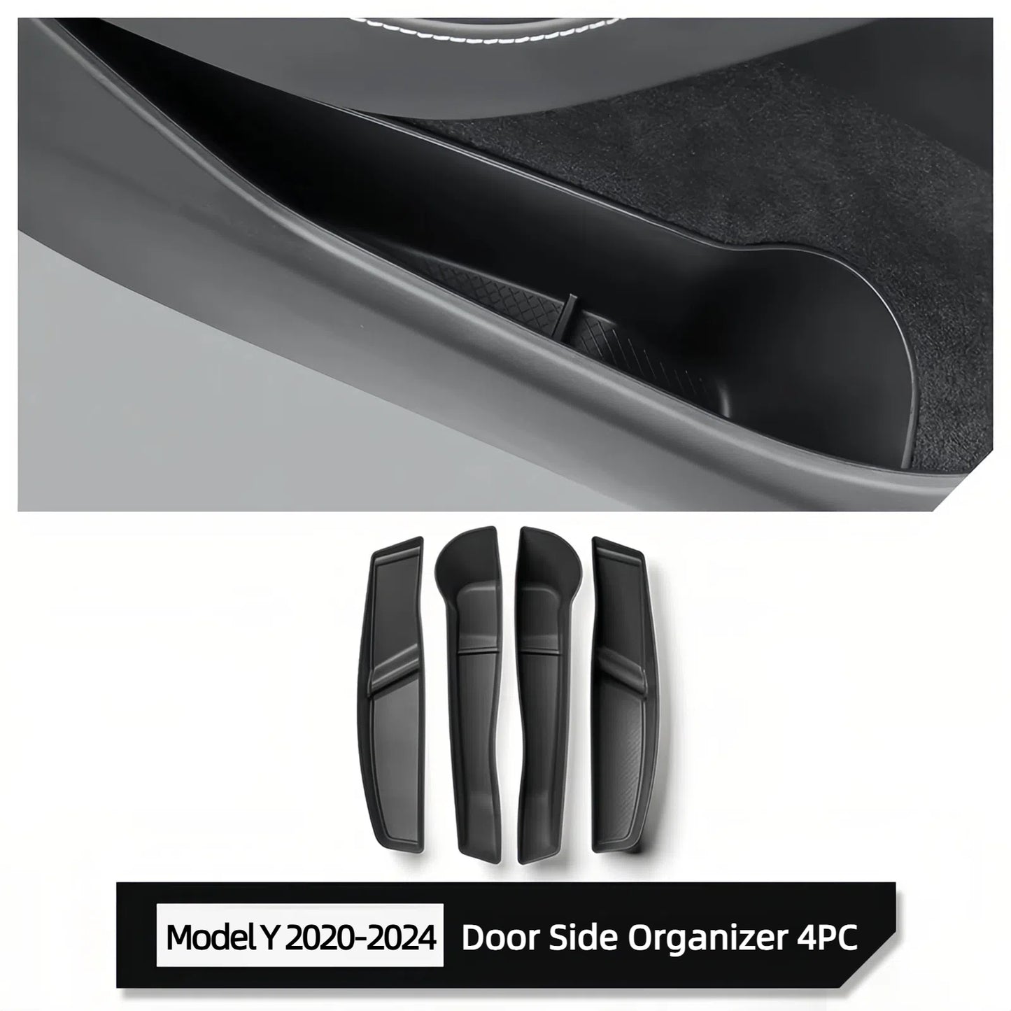 Side Door Storage Organizer Tray for Model 3 Highland Model Y 2020-2025+ Juniper (Black)