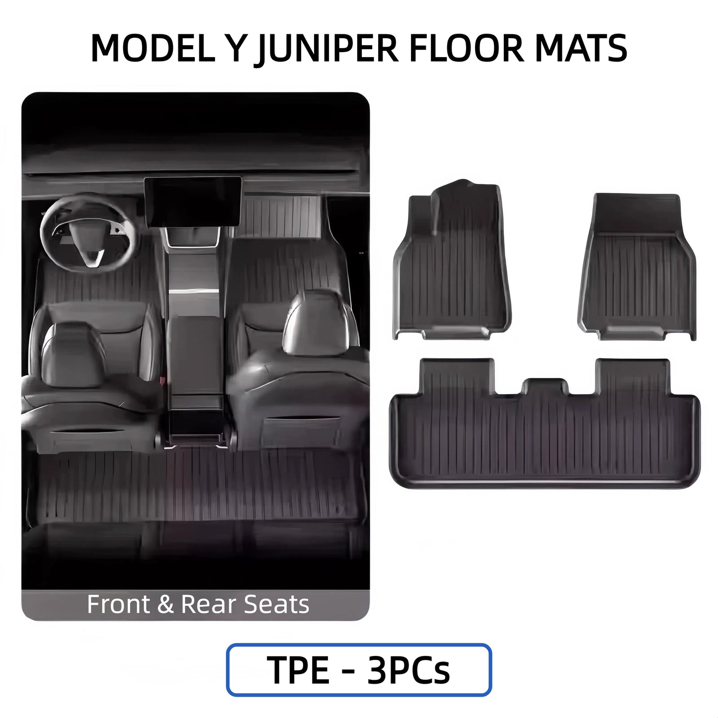 TopAbyte TPE Floor tapetes para 2025 Novo modelo Y Juniper 5 assentos Proteção para qualquer clima (com ou sem camada de carpete)