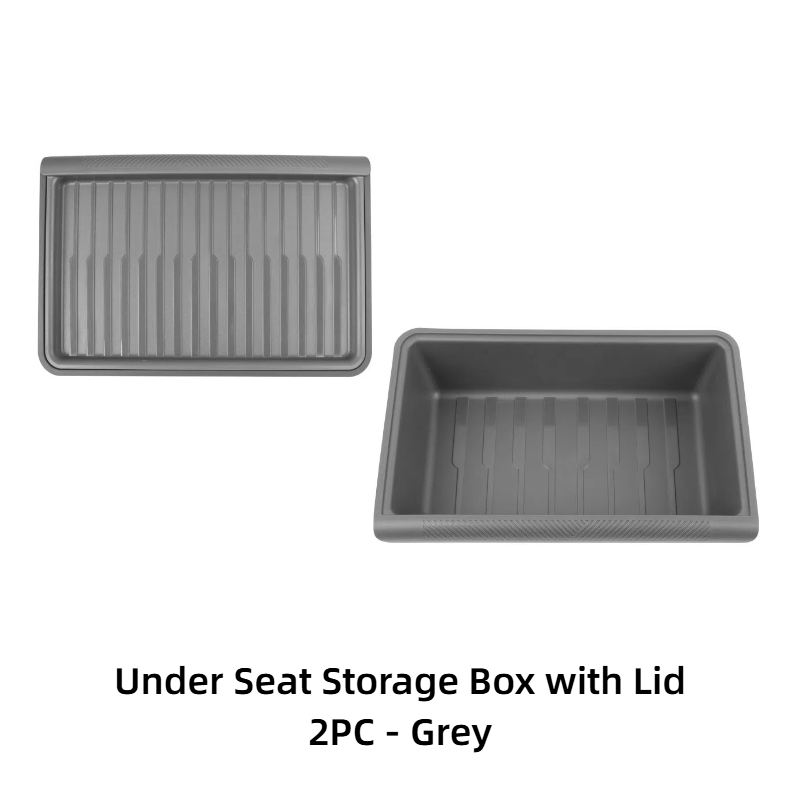 TOPABYTE Under Seat Storage Tray Hidden Organizer With Lid for Model Y 2020-2024 Front Seats (Black White Grey)