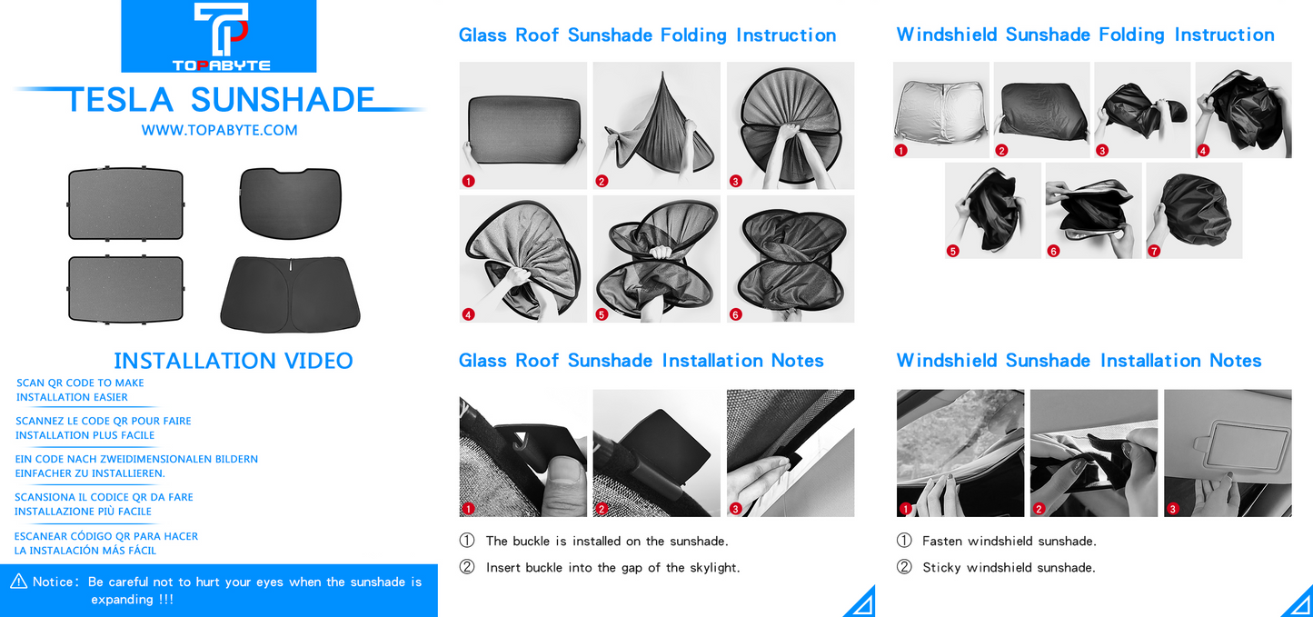 TOPABYTE Roof Sunshade Ice Crystal Net for Model Y 2020-2025 Juniper & Model 3 2018-2025 Highland