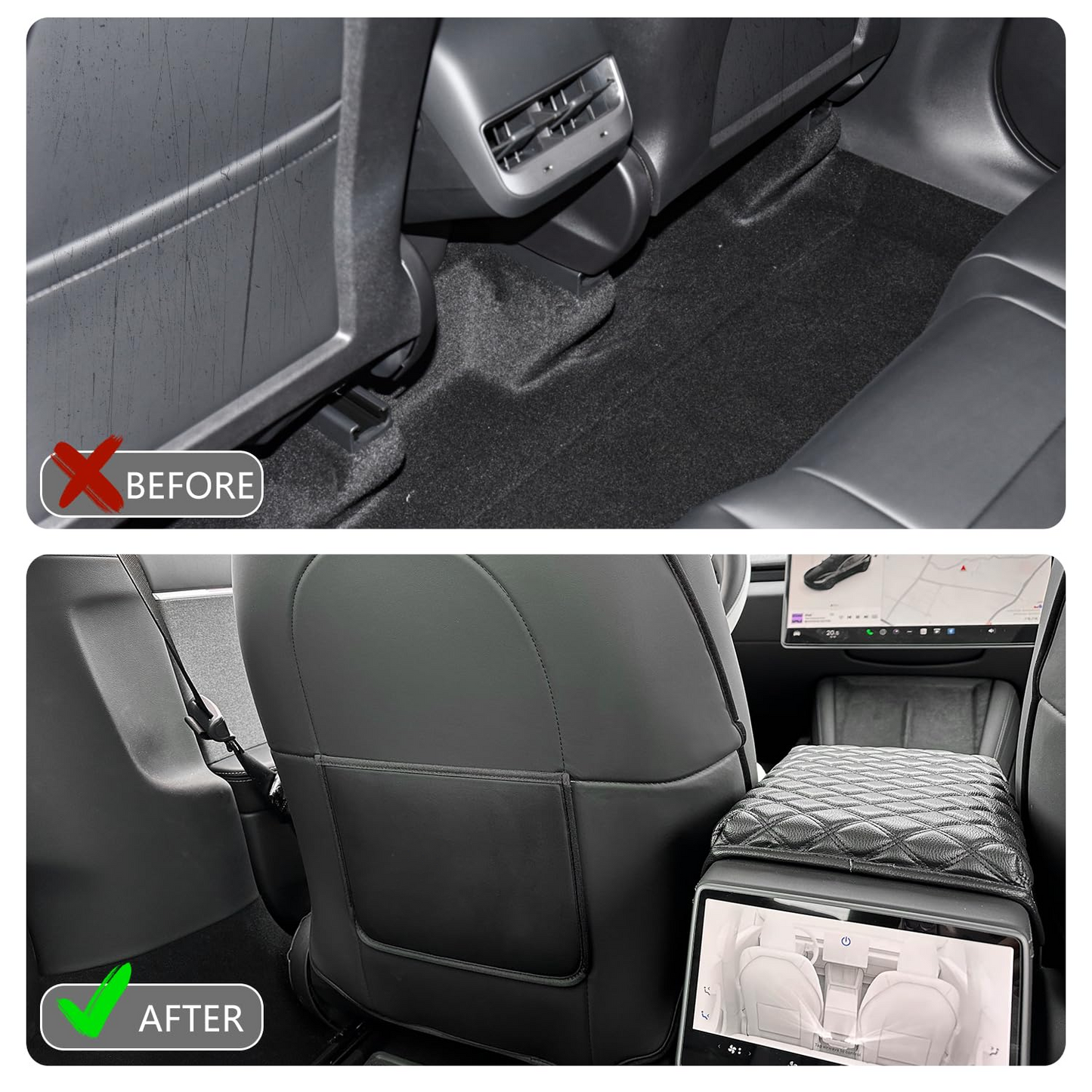 Topabyte Leather Anti-Kick Backrest Protector para Modelo 3 y S x 2018-2025+ Highland/Juniper