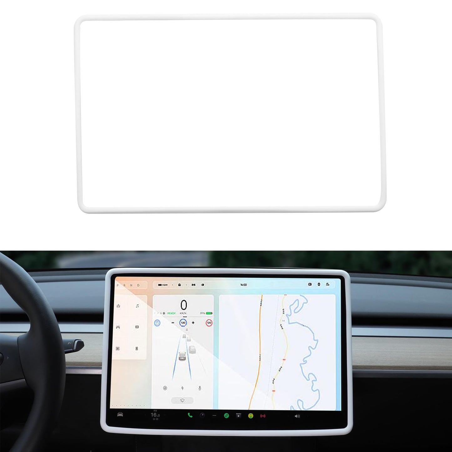 TOPABYTE Center Console Accessories Set - Cup Holder, Screen Edge Protector, Wireless Charger Mat Silicone For Model 3/Highland/Y/Juniper