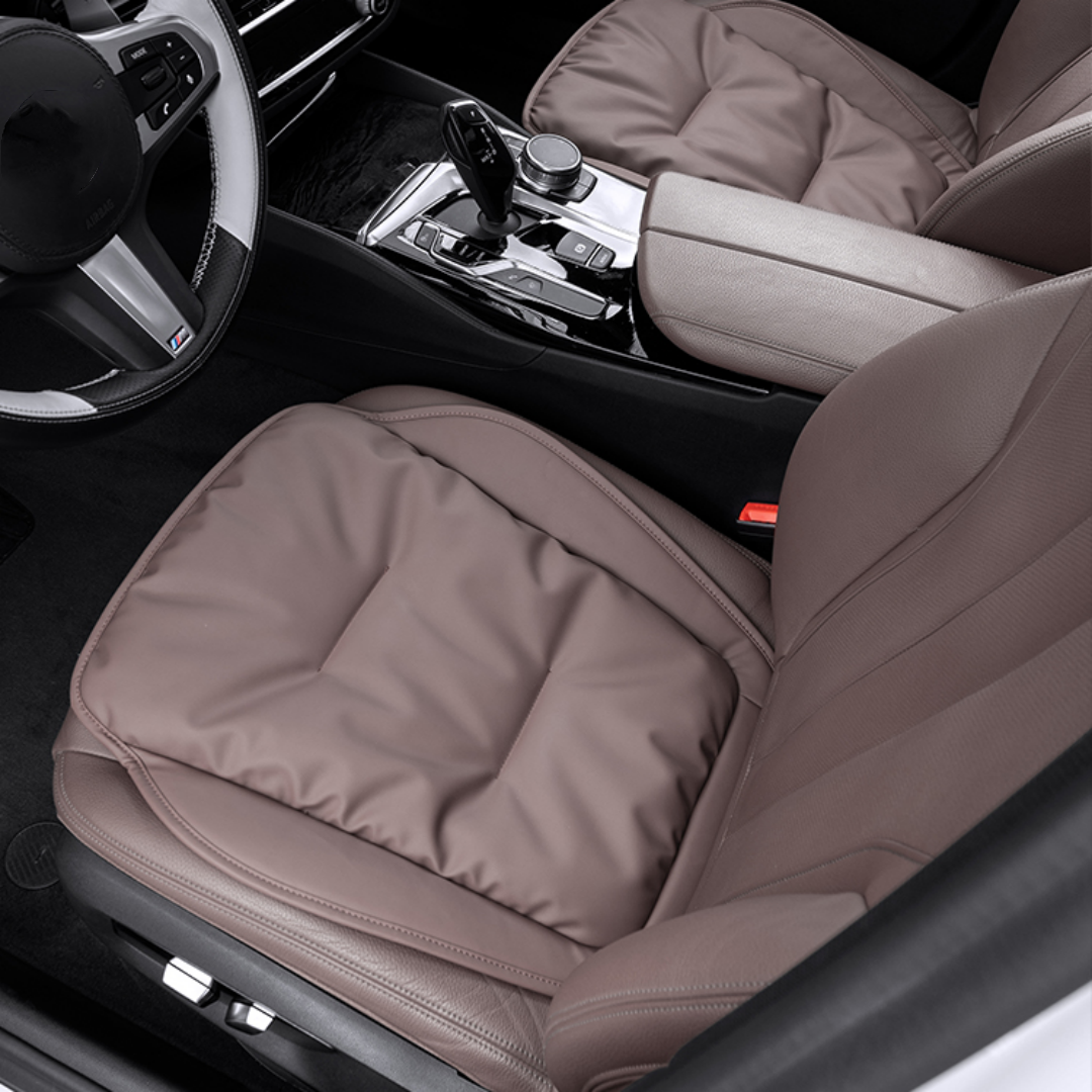 TOPABYTE Universal Down Filling Nappa Leather Seat Cushion for Car/Office/Home (Black Red Orange Brown)