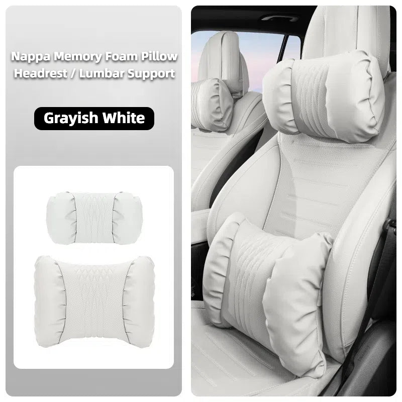TOPABYTE Ergonomic Headrest Pillow Premium Nappa Leather Breathable Cloud Filling