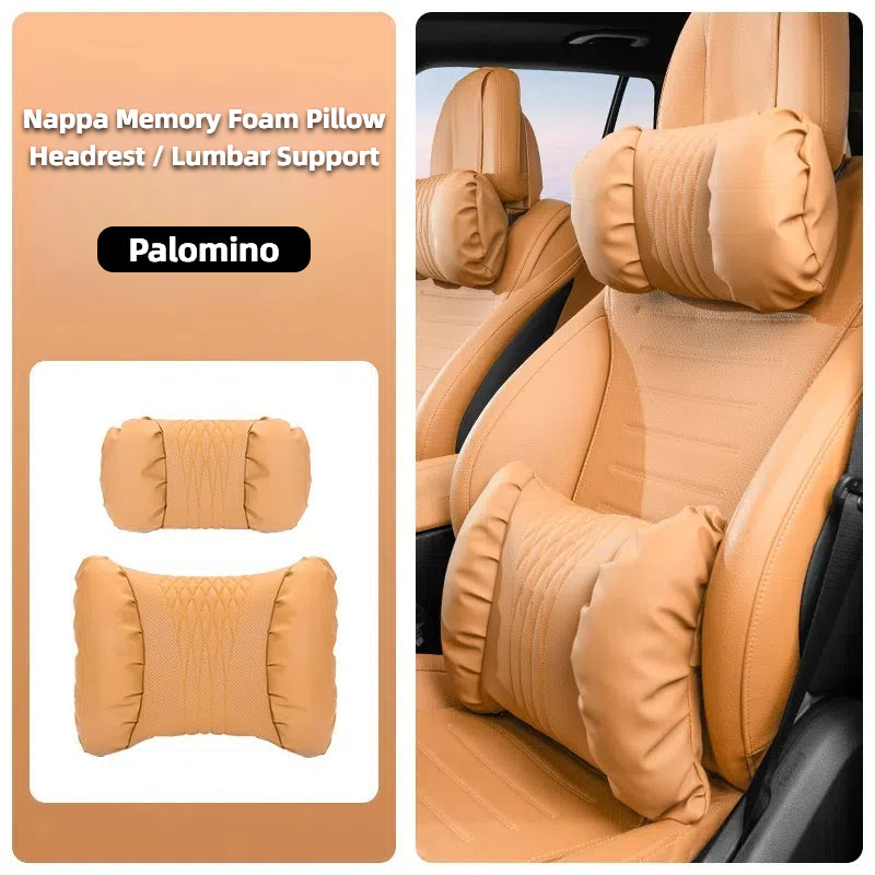 TOPABYTE Ergonomic Headrest Pillow Premium Nappa Leather Breathable Cloud Filling