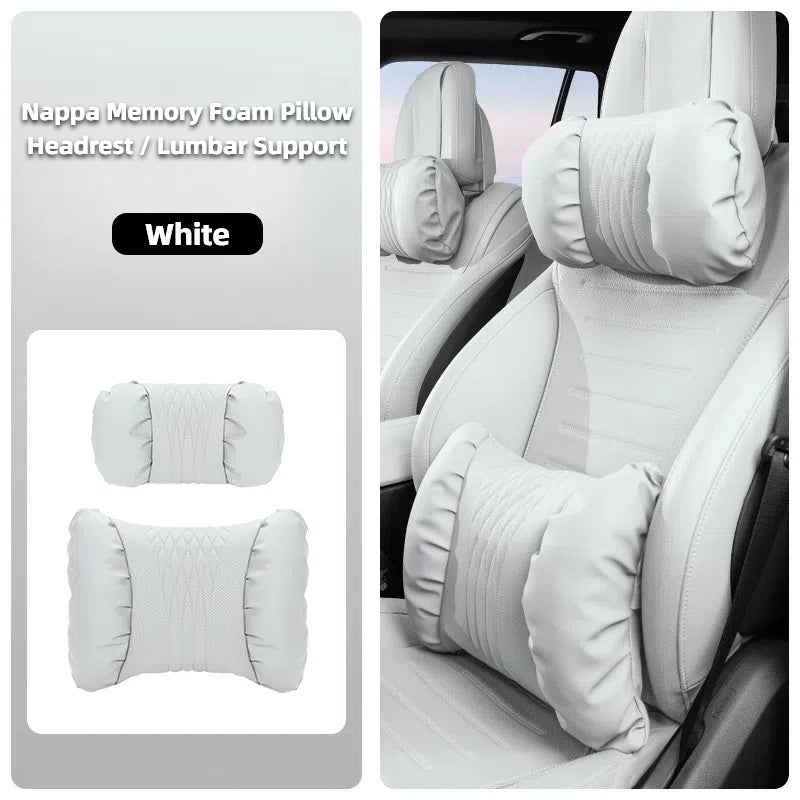 TOPABYTE Ergonomic Headrest Pillow Premium Nappa Leather Breathable Cloud Filling