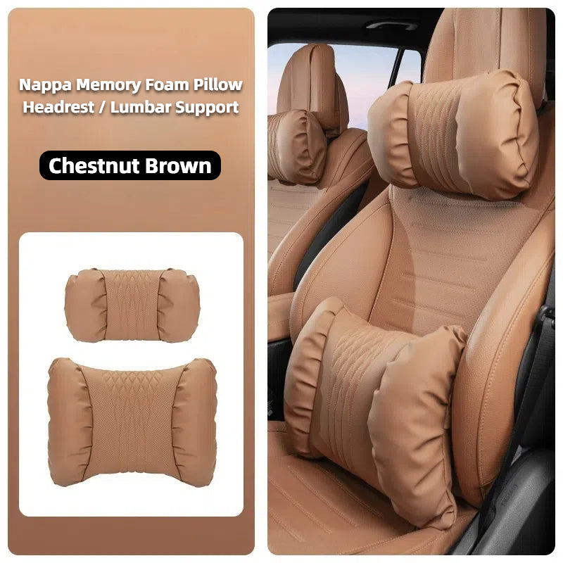 TOPABYTE Ergonomic Headrest Pillow Premium Nappa Leather Breathable Cloud Filling