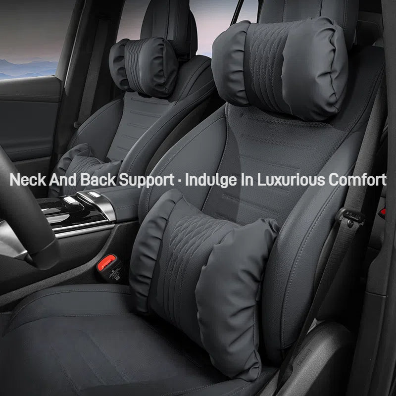 TOPABYTE Ergonomic Headrest Pillow Premium Nappa Leather Breathable Cloud Filling