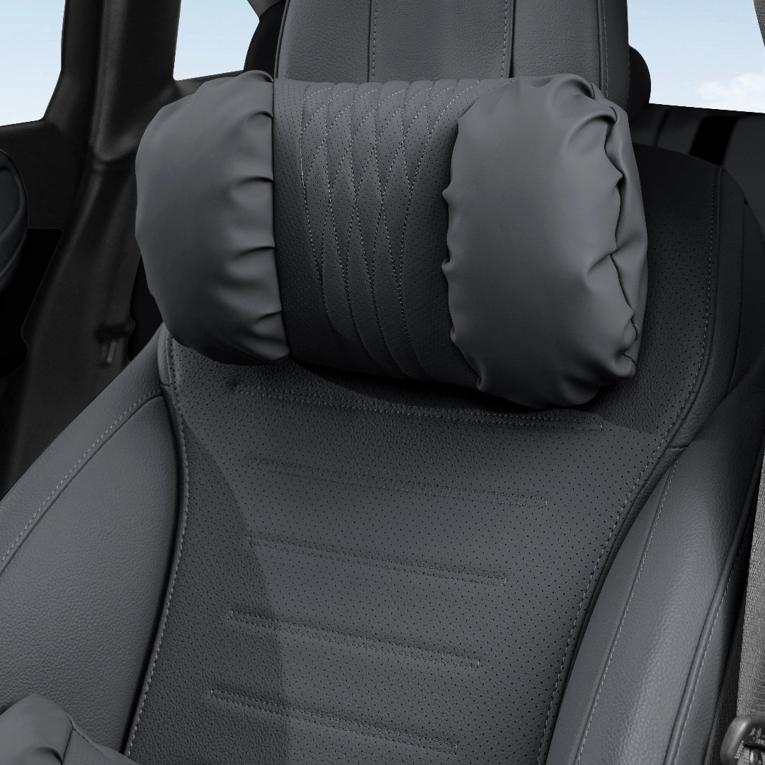 TOPABYTE Ergonomic Headrest Pillow Premium Nappa Leather Breathable Cloud Filling