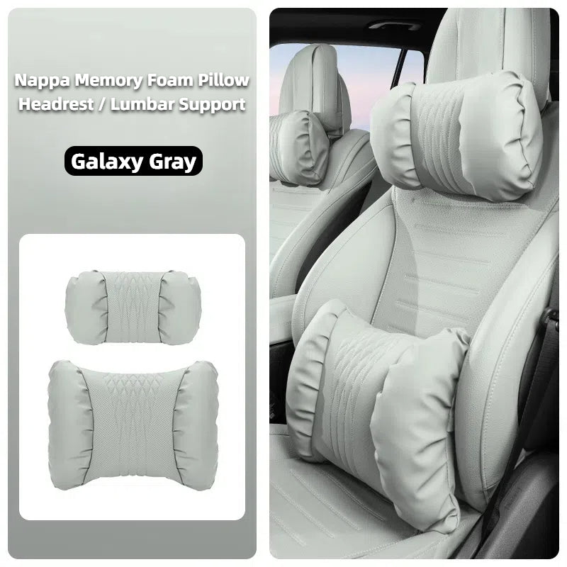 TOPABYTE Ergonomic Headrest Pillow Premium Nappa Leather Breathable Cloud Filling