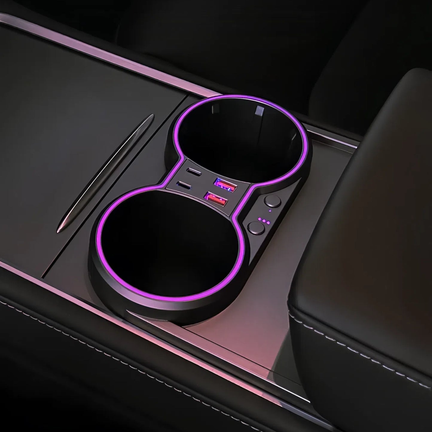 TOPABYTE Center Console Ambient Lighting USB Hub Docking Station with Air Freshener for Model 3 2021-2023 / Model Y 2020-2024