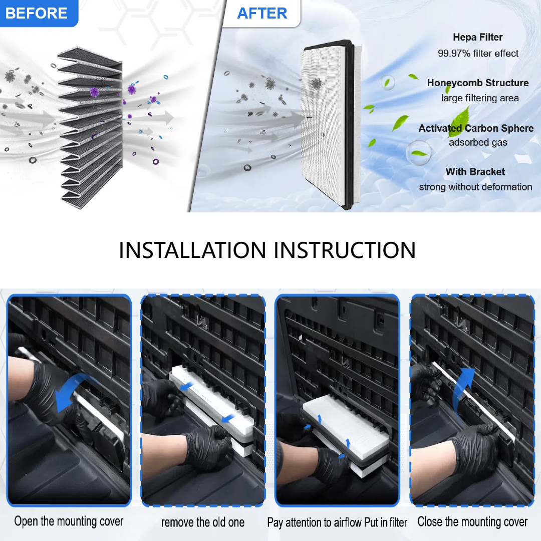 TOPABYTE HEPA Air Filter Replacement Activated Carbon for 2024+ Cybertruck (1 Pack)