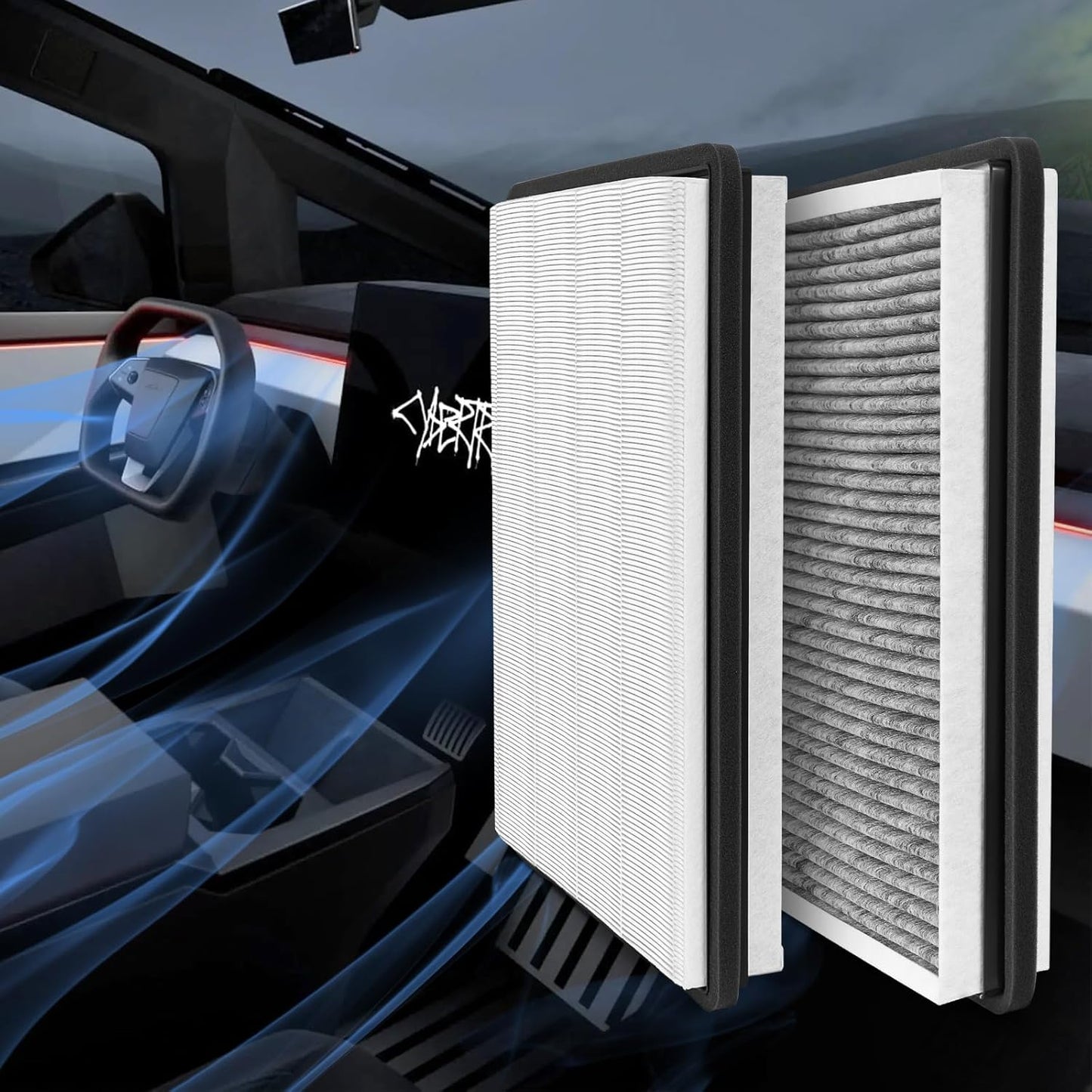 TOPABYTE HEPA Air Filter Replacement Activated Carbon for 2024+ Cybertruck (1 Pack)