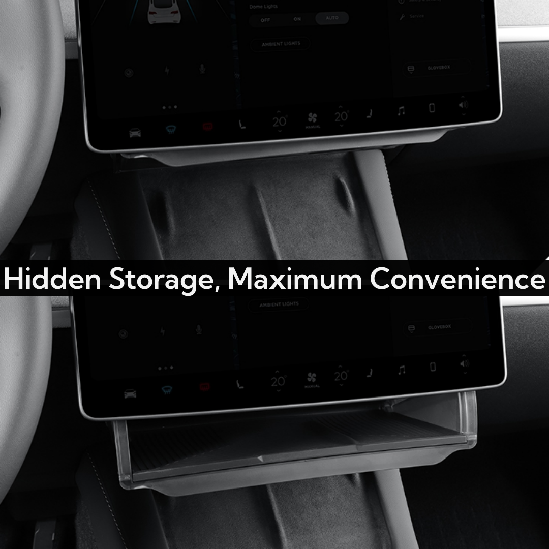 TOPABYTE ABS Matte Black Under Screen Storage Box for Model 3/Highland/Y/Juniper