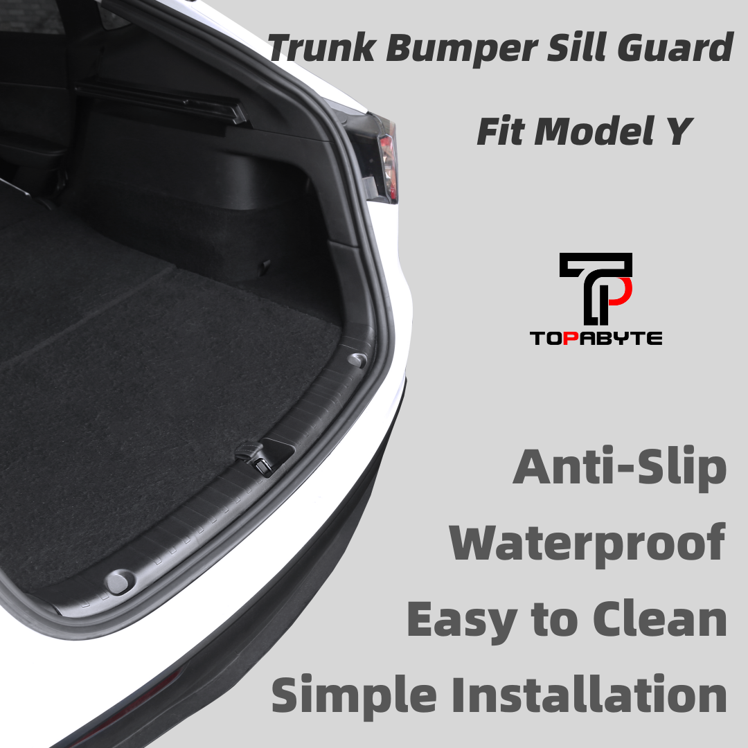 TOPABYTE Rear Trunk Bumper Guard Sill TPE Protector For Model Y 2020-2024 (Segmented, Black)