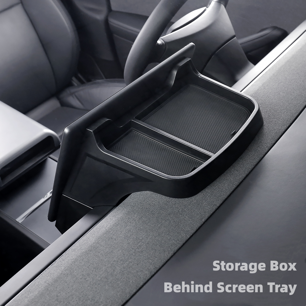 TOPABYTE Center Console Organizer Storage Box for 2025 New Model Y Juniper & 2024+ Model 3 Highland (Under Screen & Behind Screen Tray)
