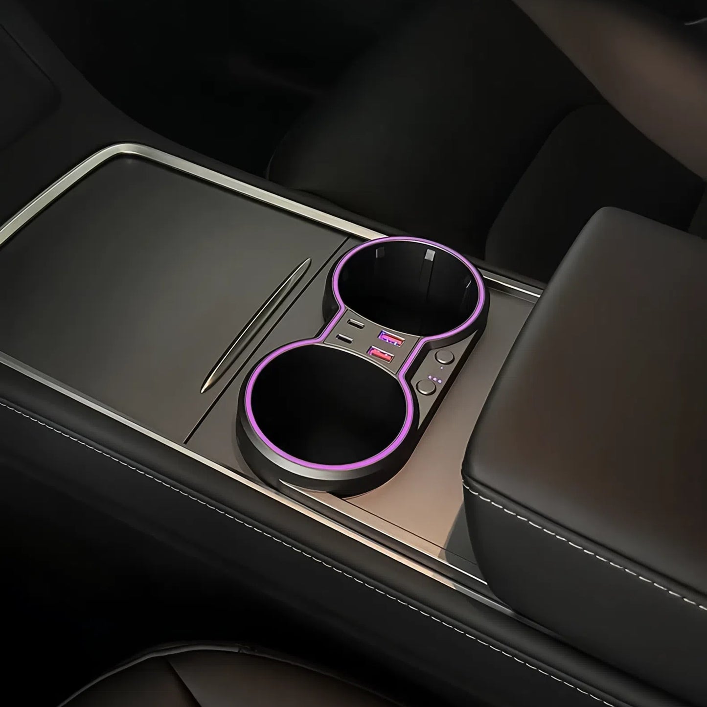 TOPABYTE Center Console Ambient Lighting USB Hub Docking Station with Air Freshener for Model 3 2021-2023 / Model Y 2020-2024
