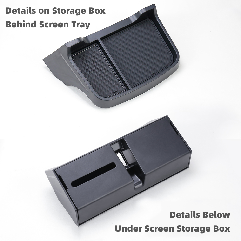 TOPABYTE Center Console Organizer Storage Box for 2025 New Model Y Juniper & 2024+ Model 3 Highland (Under Screen & Behind Screen Tray)