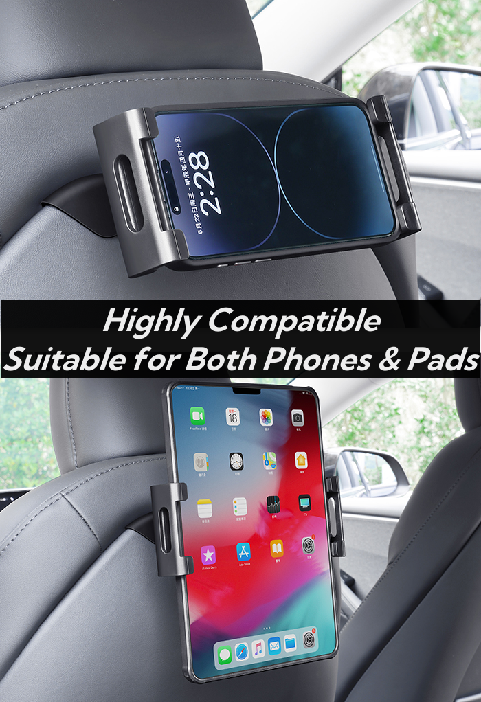 TOPABYTE Seat Back Hooks with Phone Holder for Model 3YSX (Not Sport Seats)
