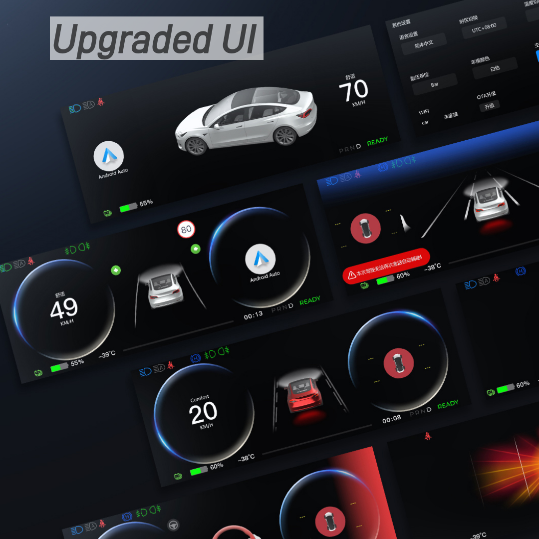 TopAbyte 8.9 '' Dishboard Instrument Cluster Screen Display com iluminação ambiente para o Modelo 3 Highland & New Modelo Y Juniper 2025+