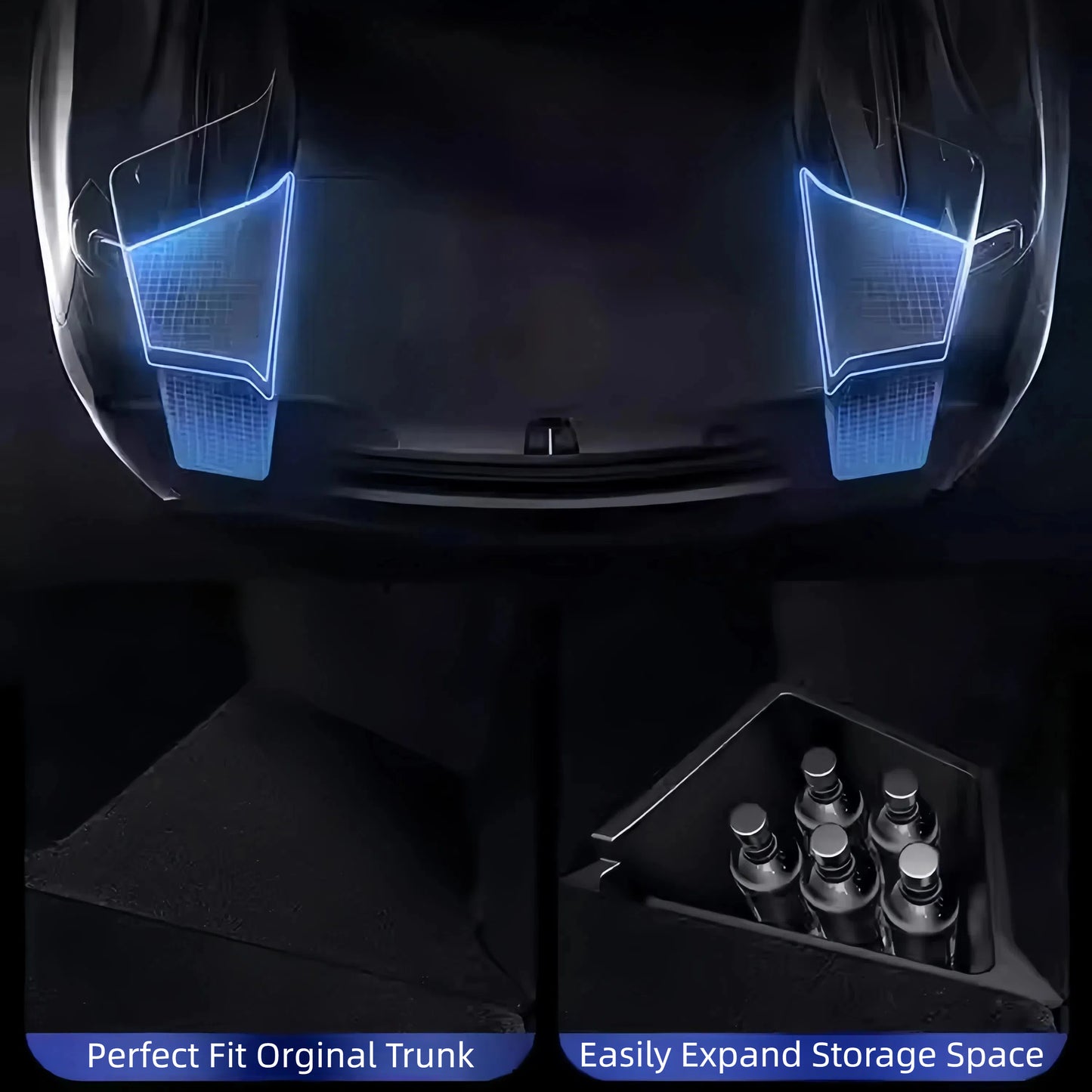 TOPABYTE Rear Trunk Organizer Storage Box Bins for New Model Y Juniper 2025+