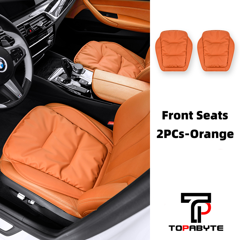 TOPABYTE Universal Down Filling Nappa Leather Seat Cushion for Car/Office/Home (Black Red Orange Brown)