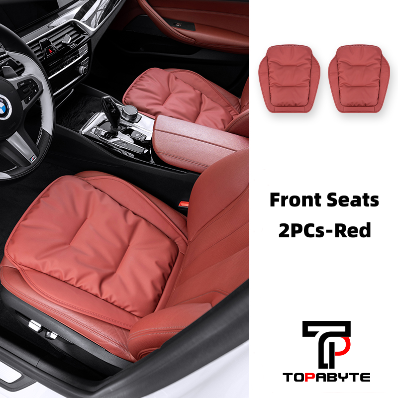 TOPABYTE Universal Down Filling Nappa Leather Seat Cushion for Car/Office/Home (Black Red Orange Brown)