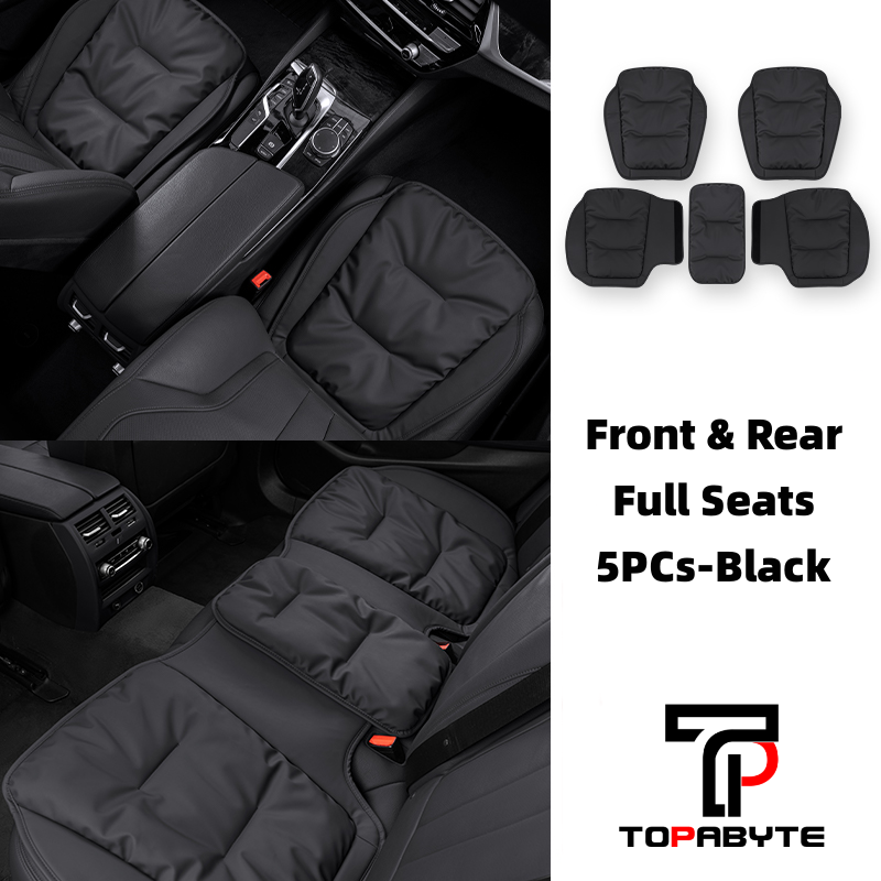TOPABYTE Universal Down Filling Nappa Leather Seat Cushion for Car/Office/Home (Black Red Orange Brown)