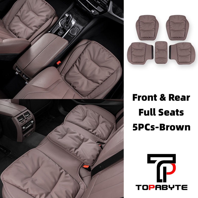TOPABYTE Universal Down Filling Nappa Leather Seat Cushion for Car/Office/Home (Black Red Orange Brown)
