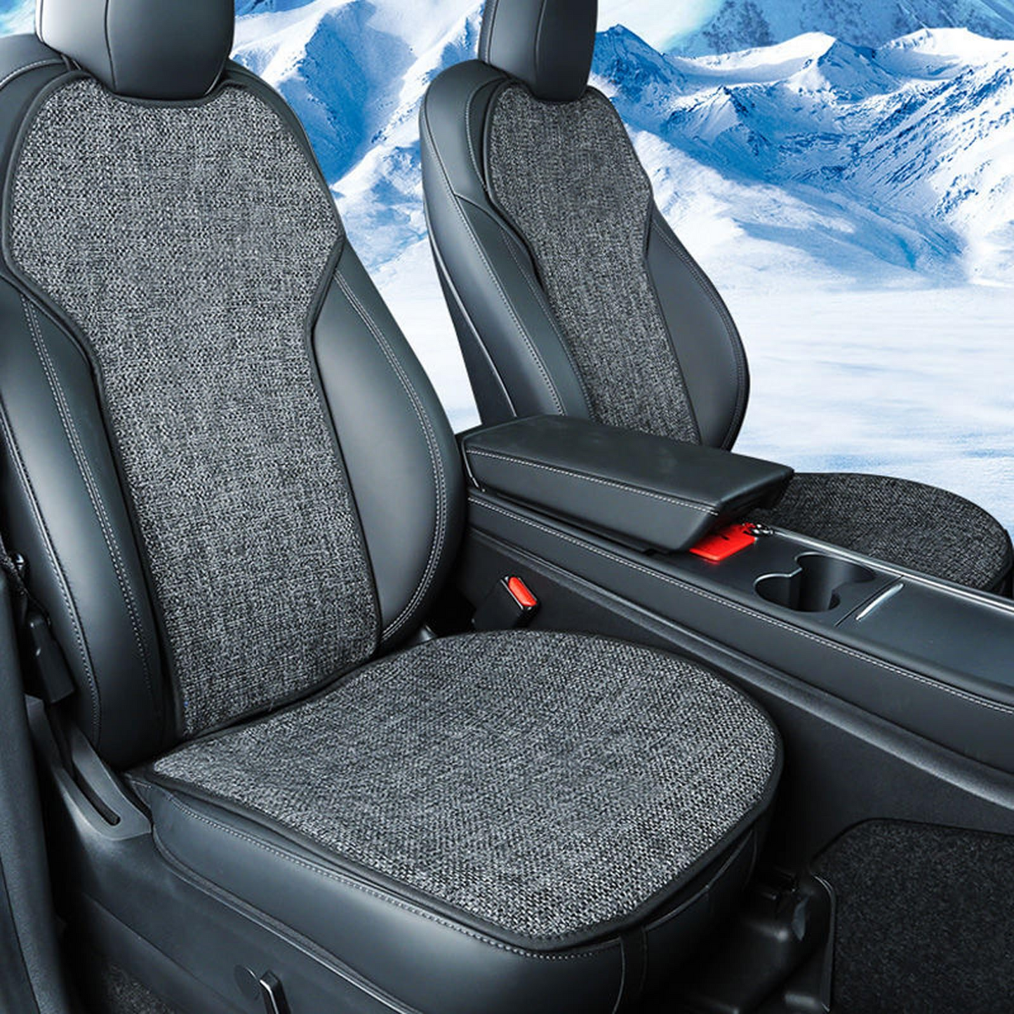 TOPABYTE Car Seat Linen Cushion for Model Y 3 2019-2025 Highland Juniper