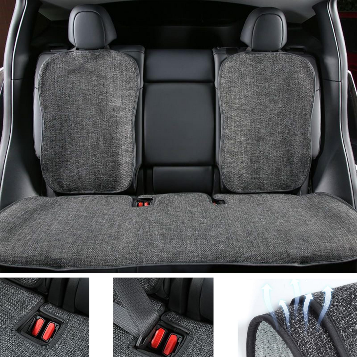 TOPABYTE Car Seat Linen Cushion for Model Y 3 2019-2025 Highland Juniper