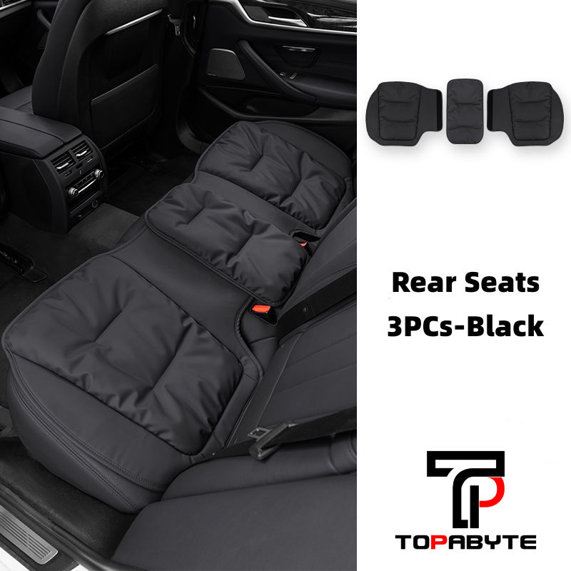 TOPABYTE Universal Down Filling Nappa Leather Seat Cushion for Car/Office/Home (Black Red Orange Brown)