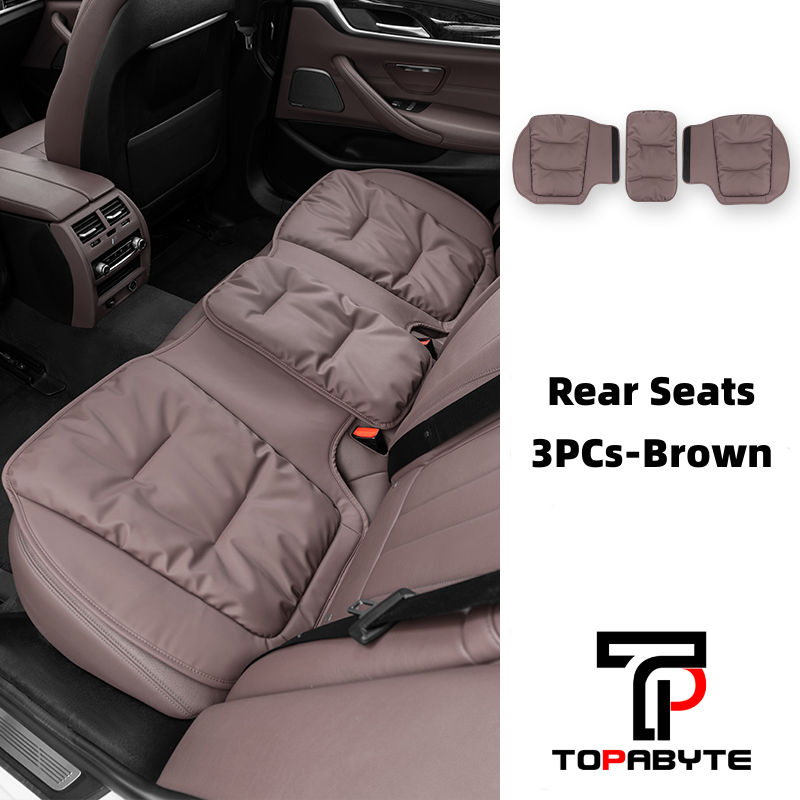 TOPABYTE Universal Down Filling Nappa Leather Seat Cushion for Car/Office/Home (Black Red Orange Brown)