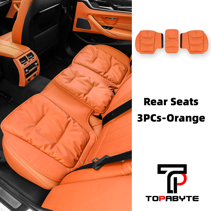 TOPABYTE Universal Down Filling Nappa Leather Seat Cushion for Car/Office/Home (Black Red Orange Brown)