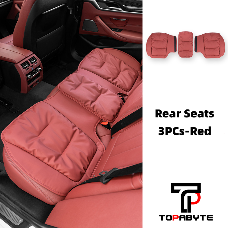 TOPABYTE Universal Down Filling Nappa Leather Seat Cushion for Car/Office/Home (Black Red Orange Brown)