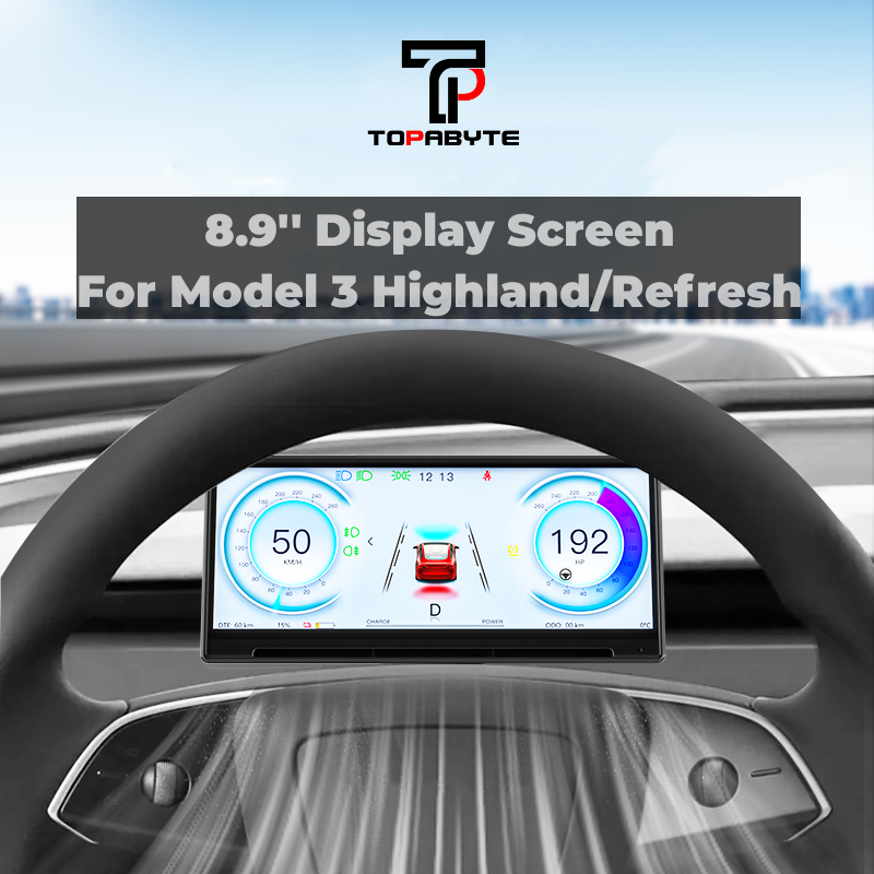 TOPABYTE 8.9'' Dashboard Screen Display with Front Camera For Model 3/Highland/Y/Juniper