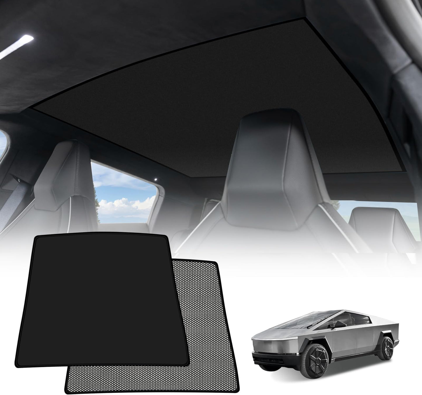 TOPABYTE Glass Roof & Windshield Sunshade Ice Crystal Net for 2024 Cybertruck