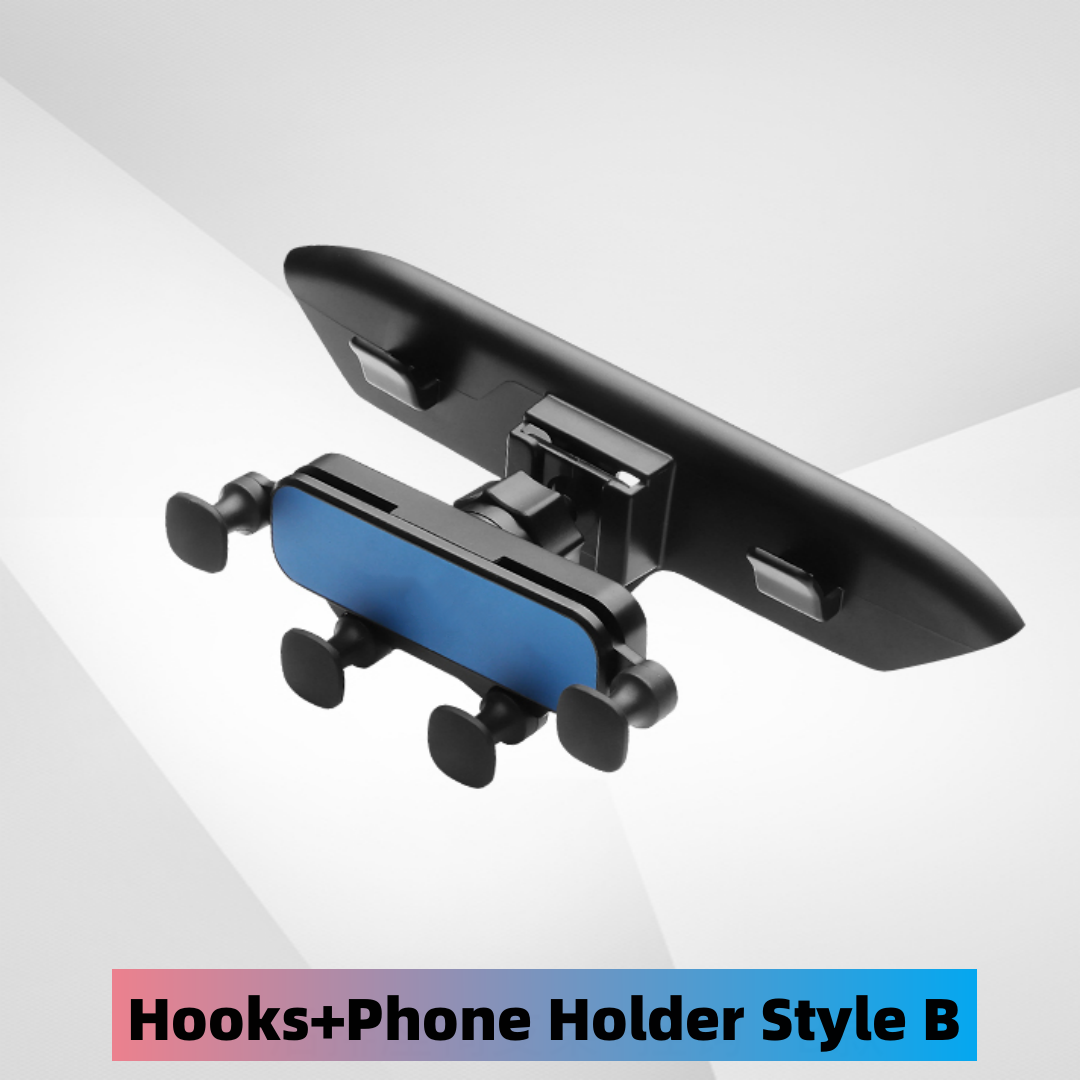 TOPABYTE Seat Back Hooks with Phone Holder for Model 3YSX (Not Sport Seats)