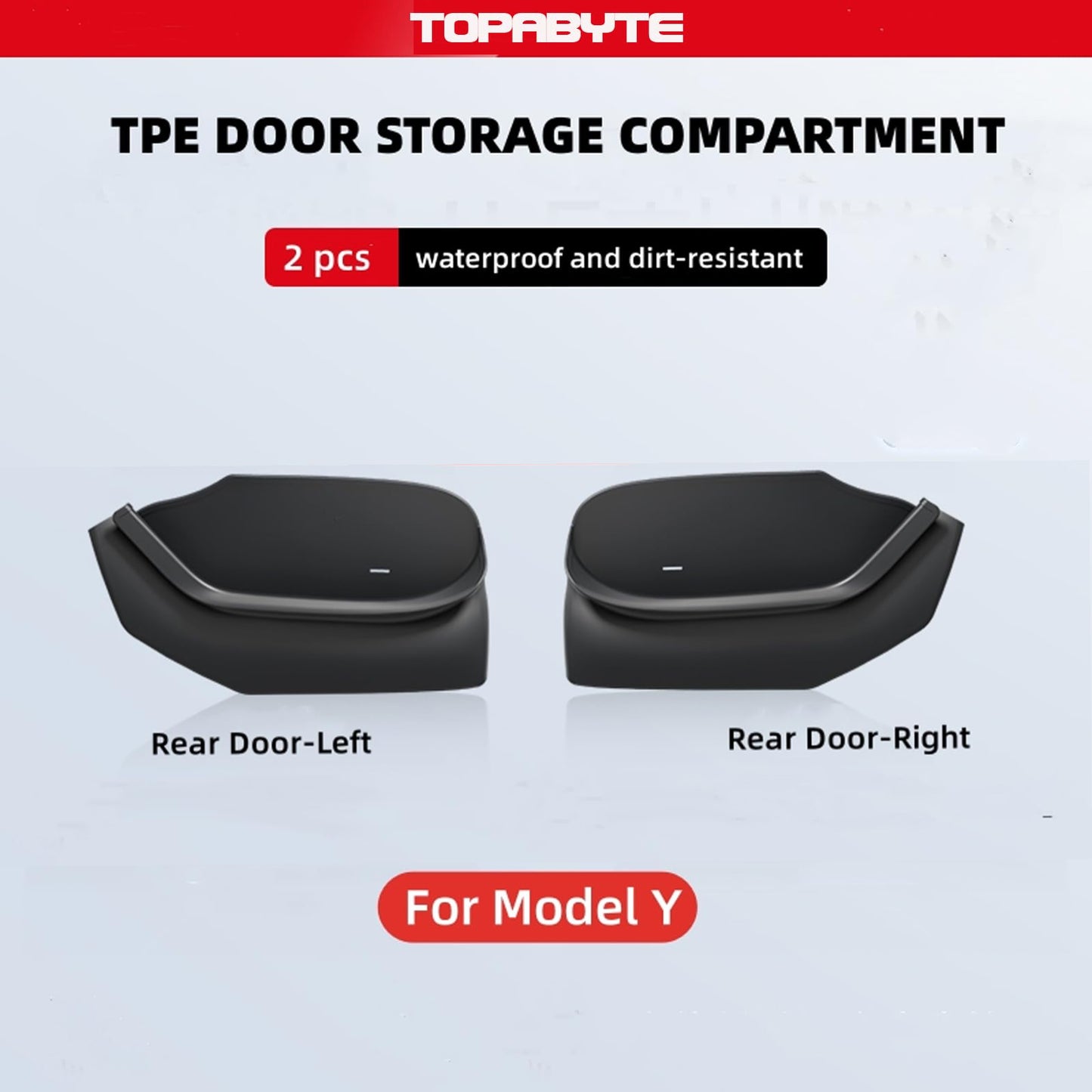 TOPABYTE Door Side Storage Organizer Tray Front Rear Doors 4PCs For Model 3 & Model Y 2019-2025+ Highland/Juniper