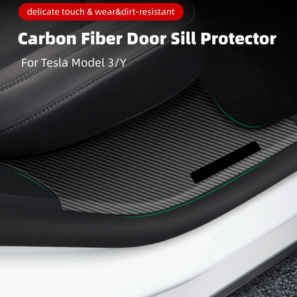 TOPABYTE Carbon Fiber Door Sill Protectors for Model 3/Y