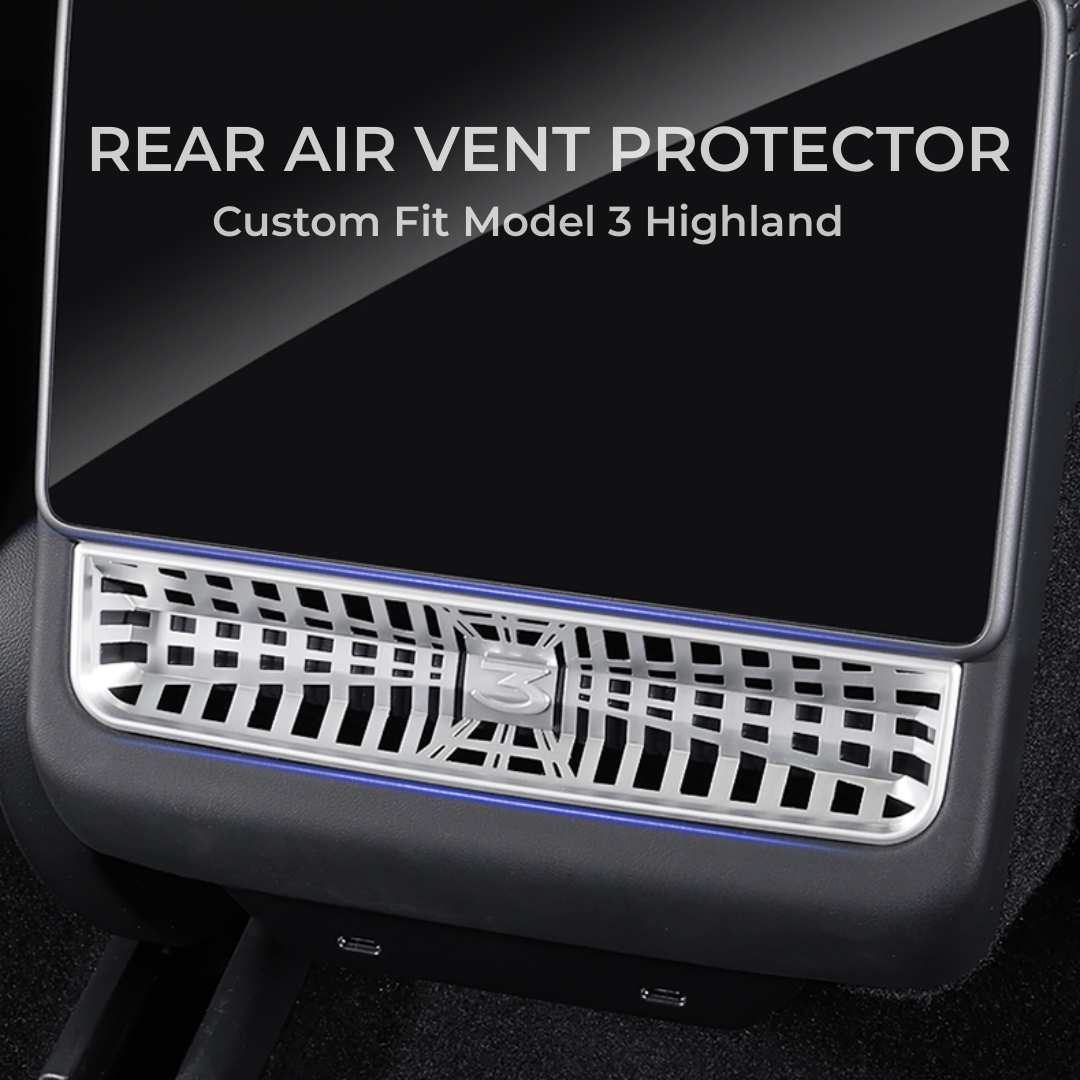 TOPABYTE Rear Air Vent Screen Edge Protector For 2025 Model Y Juniper & 2024+ Model 3 Highland Plaid Style (ABS)