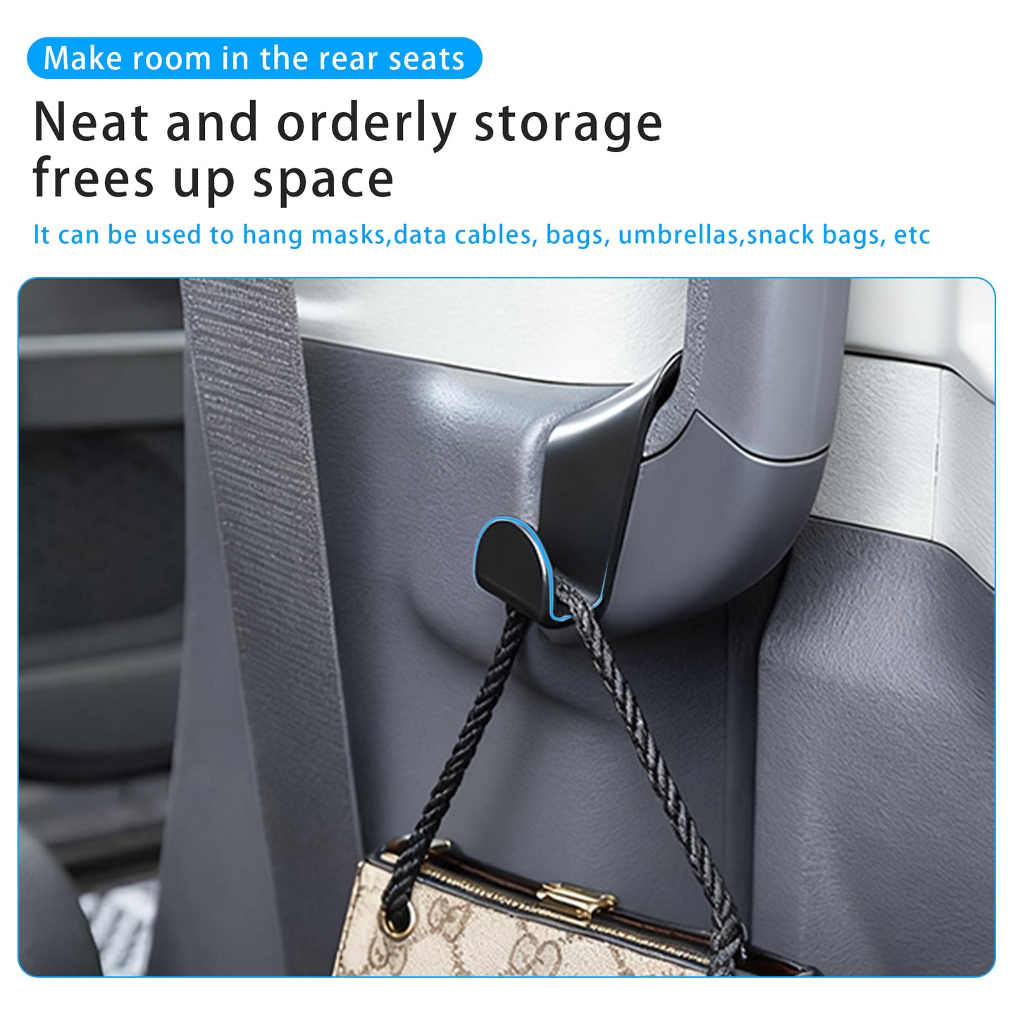 Middle Door Car Hook Storage Organizer for Handbag Purse Coat Fit Sienna 2021 2022 2023 2024 2025 Accessories 2PCS