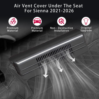 Center Console Air Vent Cover for Sienna 2021 2022 2023 2024 2025 ABS Material Mesh Rear Floor Backseat Under Seat Air Flow Vent Grille Protection Cover for Sienna Accessories 2Pcs Black
