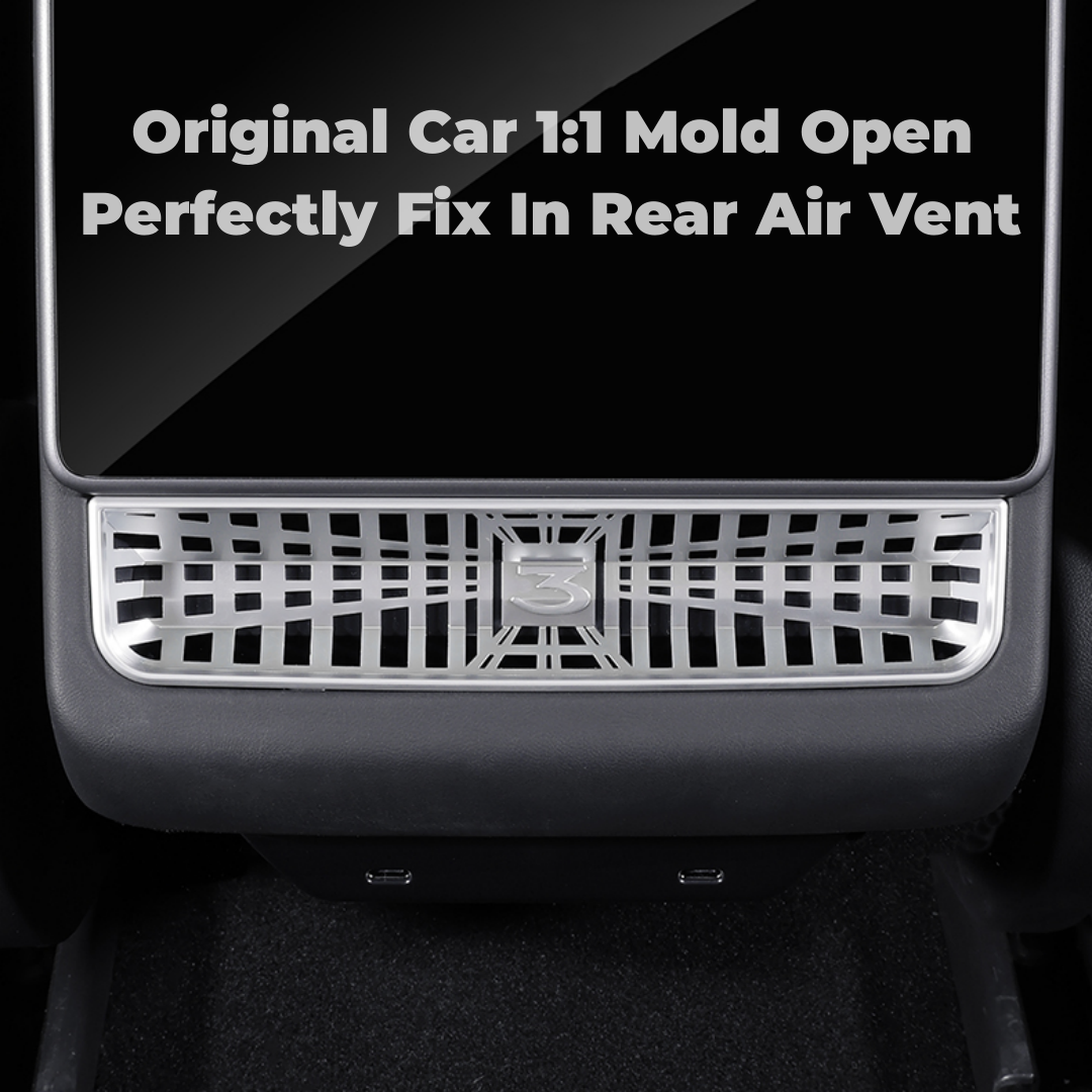 TOPABYTE Rear Air Vent Screen Edge Protector For 2025 Model Y Juniper & 2024+ Model 3 Highland Plaid Style (ABS)