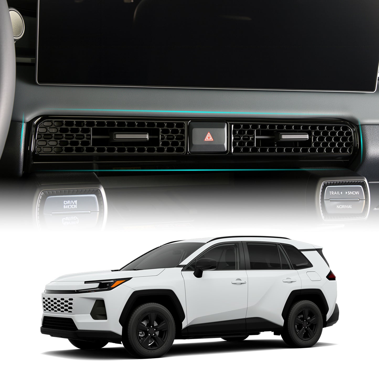 For Toyota RAV4 2026 Accessories Interior Center Console Air Conditioner Switch Button Cover Trim Central Central Air Conditioning Cover Decoration - Glossy Black
