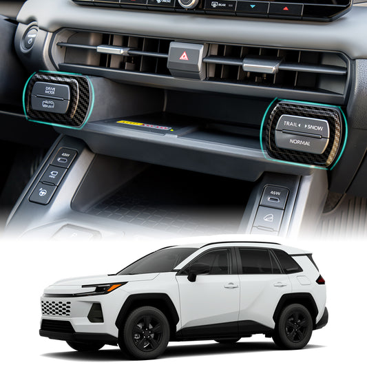 For Toyota RAV4 2026 Accessories Interior Center Console Air Conditioner Switch Button Cover Trim Central Central Air Conditioning Cover Decoration - Glossy Carbon Fiber