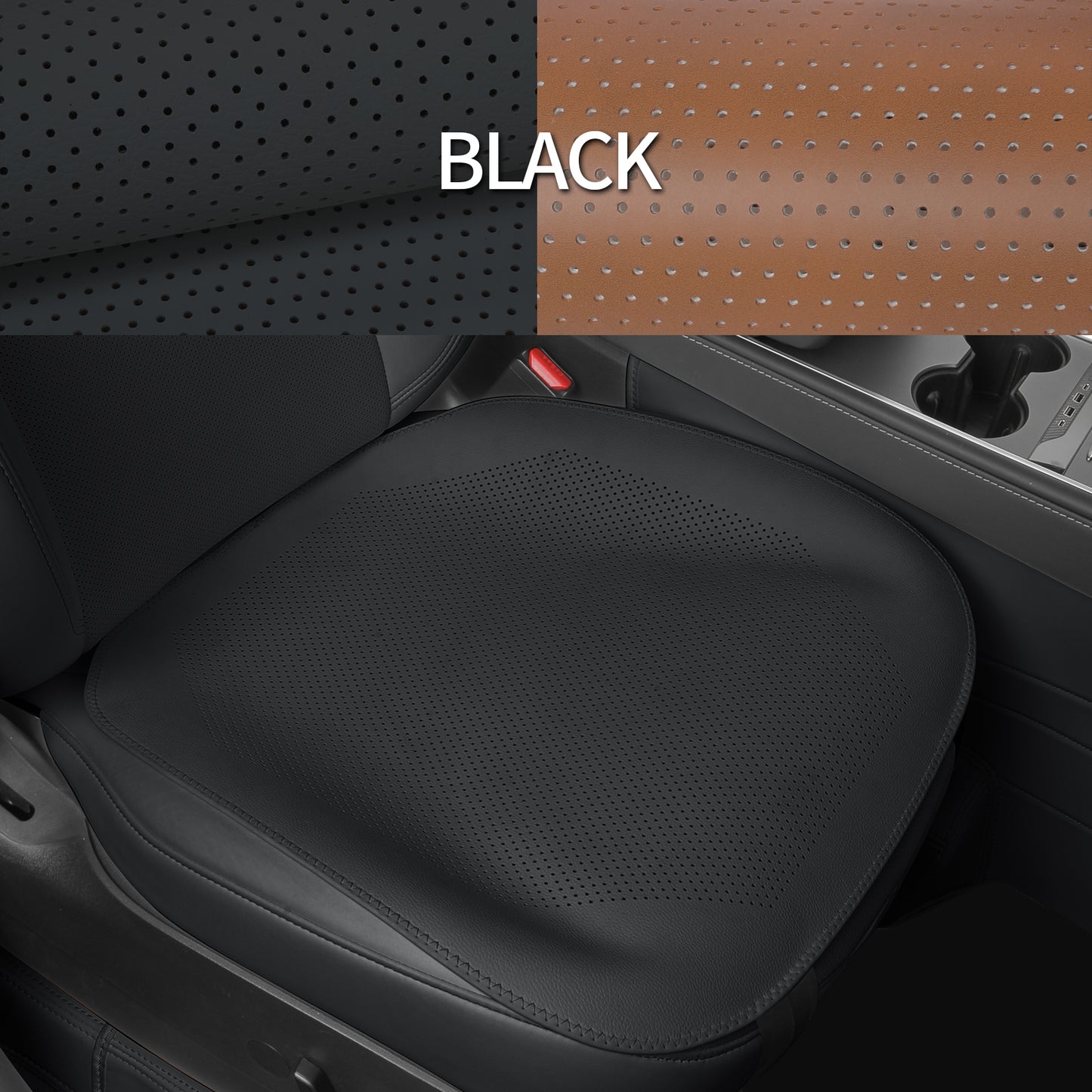 TOPABYTE Black & White Ultra-Thin Car Seat Cushion Breathable Leather Universal for Most Cars