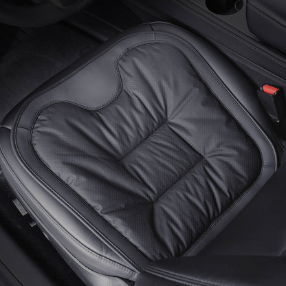 TOPABYTE Adjustable Nappa Leather Car Seat Cushion with Velvet Lining Universal for Most Cars