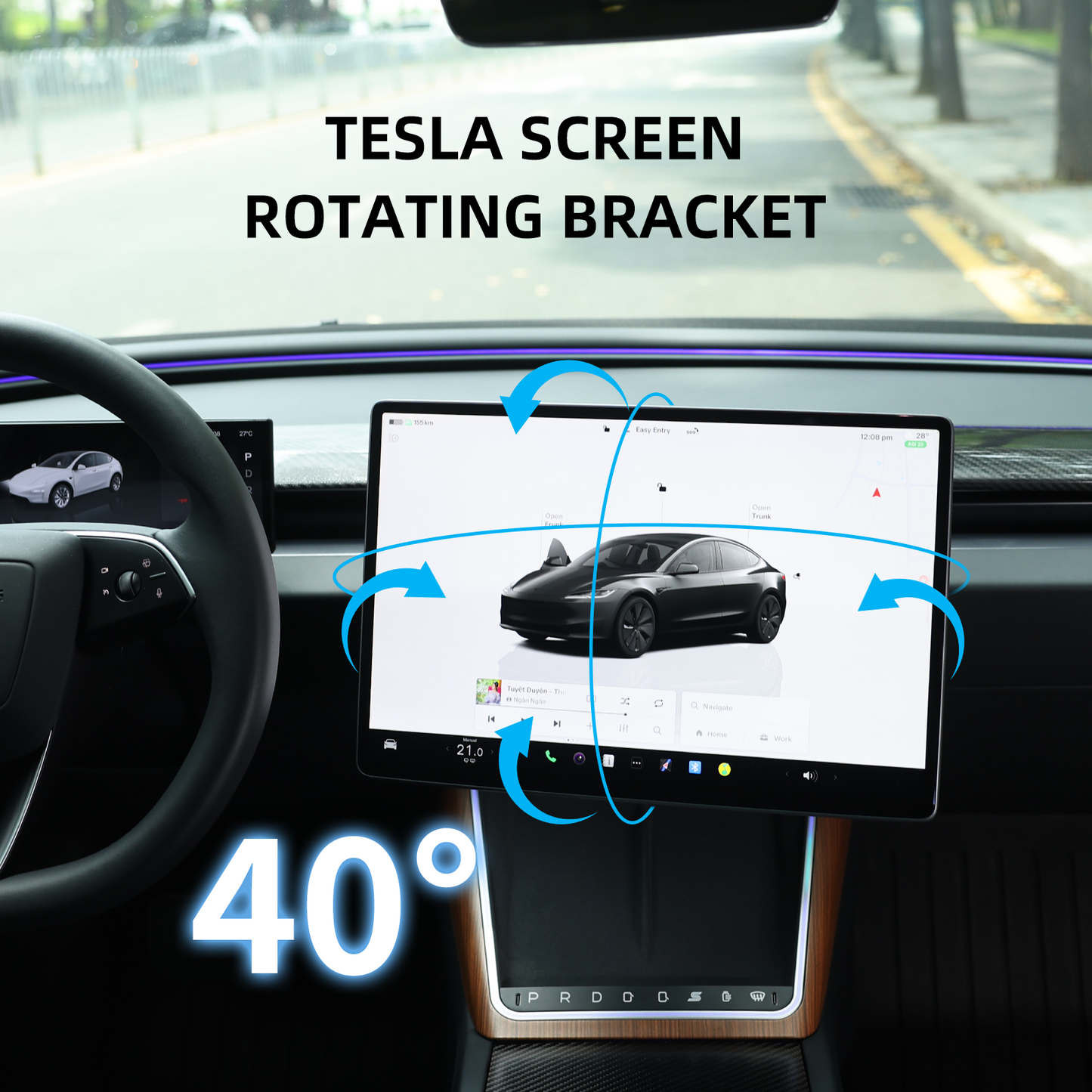 TOPABYTE Screen Swiveling Mount Left- And Right-Hand Drive for Model 3/Y Including Highland & Juniper