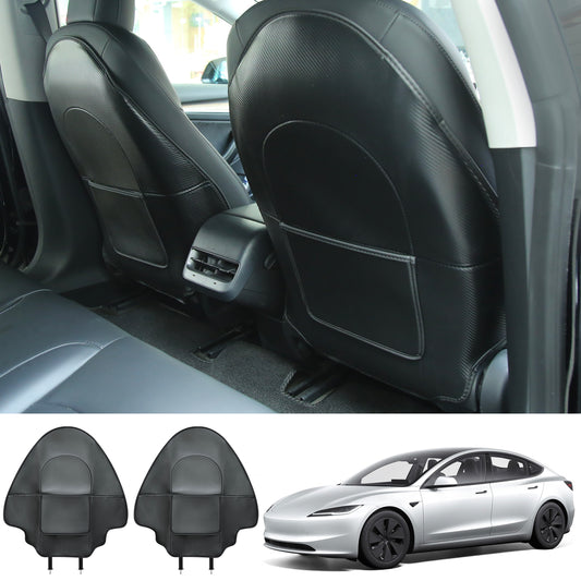 TOPABYTE Leather Anti-Kick Seat Backrest Protector for Model 3 Y S X 2018-2025